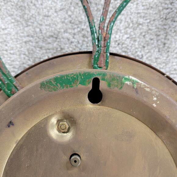 Vintage Wall Clock Light 29" Gold Green Brass Mid Century Leaf Vine Metal Tested - Picture 6 of 16